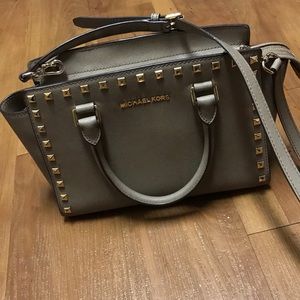 MICHAEL KORS tan/brown studded purse